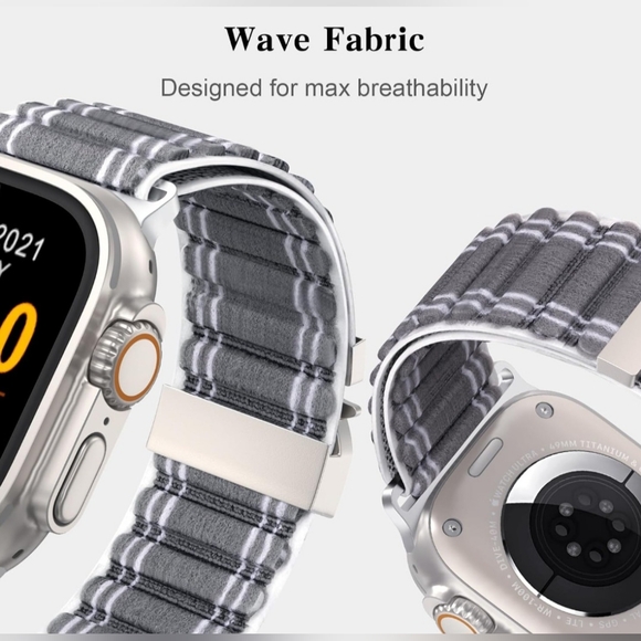 Apple Watch Nylon Sports Band Replacement Strap Gray Silver Fits Most Models NEW - Picture 2 of 14